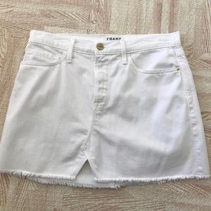 FRAME white denim skirt